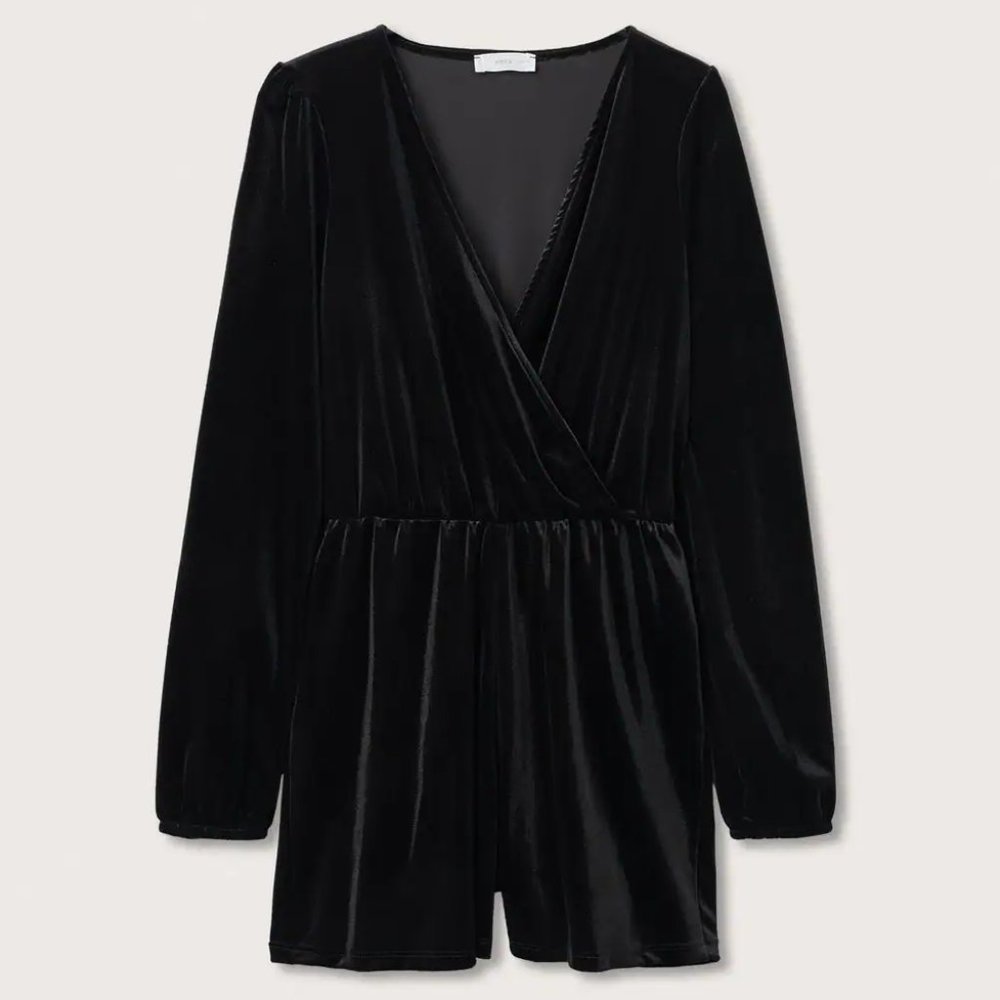 Mango Velvet short jumpsuit
